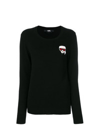 schwarzer Pullover mit einem Rundhalsausschnitt von Karl Lagerfeld