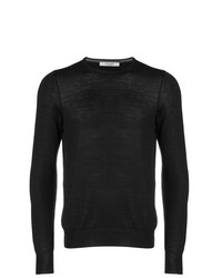 schwarzer Pullover mit einem Rundhalsausschnitt von La Fileria For D'aniello