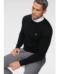 schwarzer Pullover mit einem Rundhalsausschnitt von Lacoste