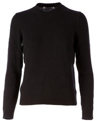 schwarzer Pullover mit einem Rundhalsausschnitt von Lamberto Losani
