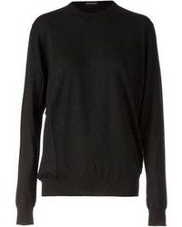 schwarzer Pullover mit einem Rundhalsausschnitt von Lamberto Losani