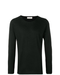 schwarzer Pullover mit einem Rundhalsausschnitt von Laneus