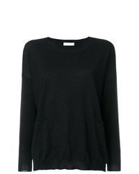 schwarzer Pullover mit einem Rundhalsausschnitt von Le Tricot Perugia