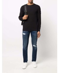 schwarzer Pullover mit einem Rundhalsausschnitt von Calvin Klein Jeans