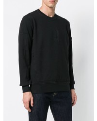 schwarzer Pullover mit einem Rundhalsausschnitt von Stone Island Shadow Project