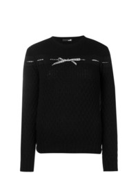 schwarzer Pullover mit einem Rundhalsausschnitt von Love Moschino
