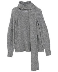 schwarzer Pullover mit einem Rundhalsausschnitt von Mango