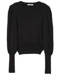 schwarzer Pullover mit einem Rundhalsausschnitt von Mango