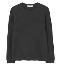 schwarzer Pullover mit einem Rundhalsausschnitt von Mango