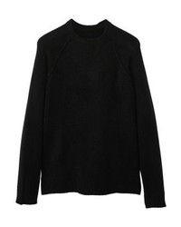 schwarzer Pullover mit einem Rundhalsausschnitt von Mango