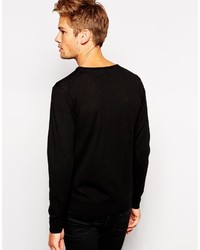 schwarzer Pullover mit einem Rundhalsausschnitt von Selected