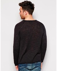 schwarzer Pullover mit einem Rundhalsausschnitt von Nudie Jeans