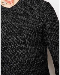 schwarzer Pullover mit einem Rundhalsausschnitt von Nudie Jeans