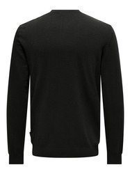 schwarzer Pullover mit einem Rundhalsausschnitt von ONLY & SONS
