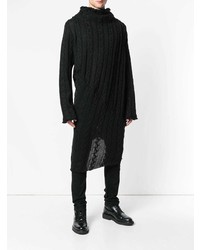 schwarzer Pullover mit einem Rundhalsausschnitt von Moohong