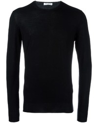 schwarzer Pullover mit einem Rundhalsausschnitt von Paolo Pecora