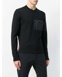 schwarzer Pullover mit einem Rundhalsausschnitt von Prada