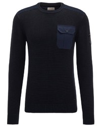 schwarzer Pullover mit einem Rundhalsausschnitt von Petrol Industries