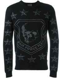 schwarzer Pullover mit einem Rundhalsausschnitt von Philipp Plein