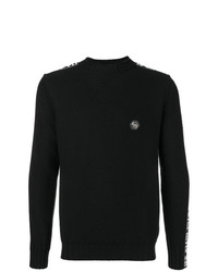 schwarzer Pullover mit einem Rundhalsausschnitt von Philipp Plein
