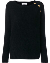 schwarzer Pullover mit einem Rundhalsausschnitt von PIERRE BALMAIN