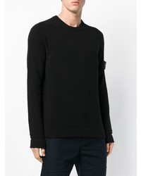 schwarzer Pullover mit einem Rundhalsausschnitt von Stone Island