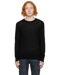 schwarzer Pullover mit einem Rundhalsausschnitt von R13