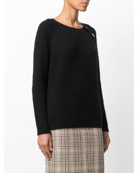 schwarzer Pullover mit einem Rundhalsausschnitt von PIERRE BALMAIN