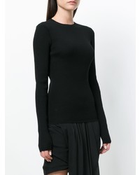 schwarzer Pullover mit einem Rundhalsausschnitt von Rick Owens