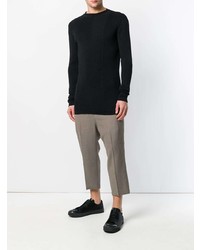 schwarzer Pullover mit einem Rundhalsausschnitt von Rick Owens