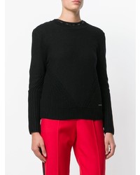 schwarzer Pullover mit einem Rundhalsausschnitt von Woolrich