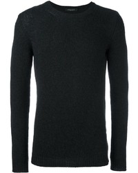 schwarzer Pullover mit einem Rundhalsausschnitt von Roberto Collina