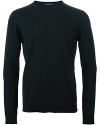 schwarzer Pullover mit einem Rundhalsausschnitt von Roberto Collina