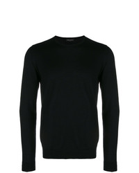 schwarzer Pullover mit einem Rundhalsausschnitt von Roberto Collina