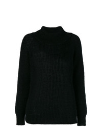 schwarzer Pullover mit einem Rundhalsausschnitt von Roberto Collina