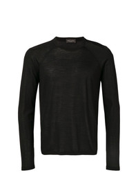 schwarzer Pullover mit einem Rundhalsausschnitt von Roberto Collina