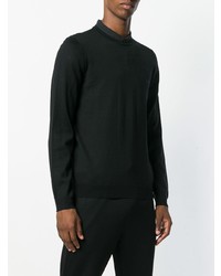 schwarzer Pullover mit einem Rundhalsausschnitt von BOSS HUGO BOSS