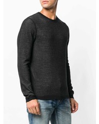 schwarzer Pullover mit einem Rundhalsausschnitt von Rrd