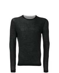 schwarzer Pullover mit einem Rundhalsausschnitt von Rrd