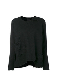 schwarzer Pullover mit einem Rundhalsausschnitt von Rundholz Black Label