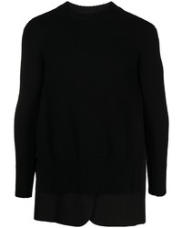 schwarzer Pullover mit einem Rundhalsausschnitt von Sacai