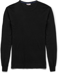 schwarzer Pullover mit einem Rundhalsausschnitt von Schiesser