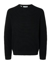 schwarzer Pullover mit einem Rundhalsausschnitt von Selected
