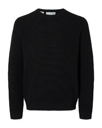 schwarzer Pullover mit einem Rundhalsausschnitt von Selected