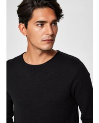 schwarzer Pullover mit einem Rundhalsausschnitt von Selected Homme