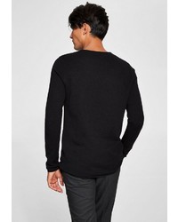 schwarzer Pullover mit einem Rundhalsausschnitt von Selected Homme