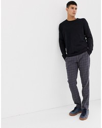 schwarzer Pullover mit einem Rundhalsausschnitt von Selected Homme