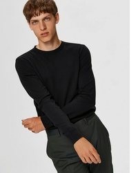 schwarzer Pullover mit einem Rundhalsausschnitt von Selected