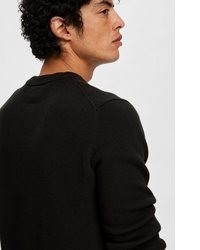 schwarzer Pullover mit einem Rundhalsausschnitt von Selected