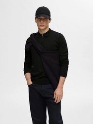 schwarzer Pullover mit einem Rundhalsausschnitt von Selected